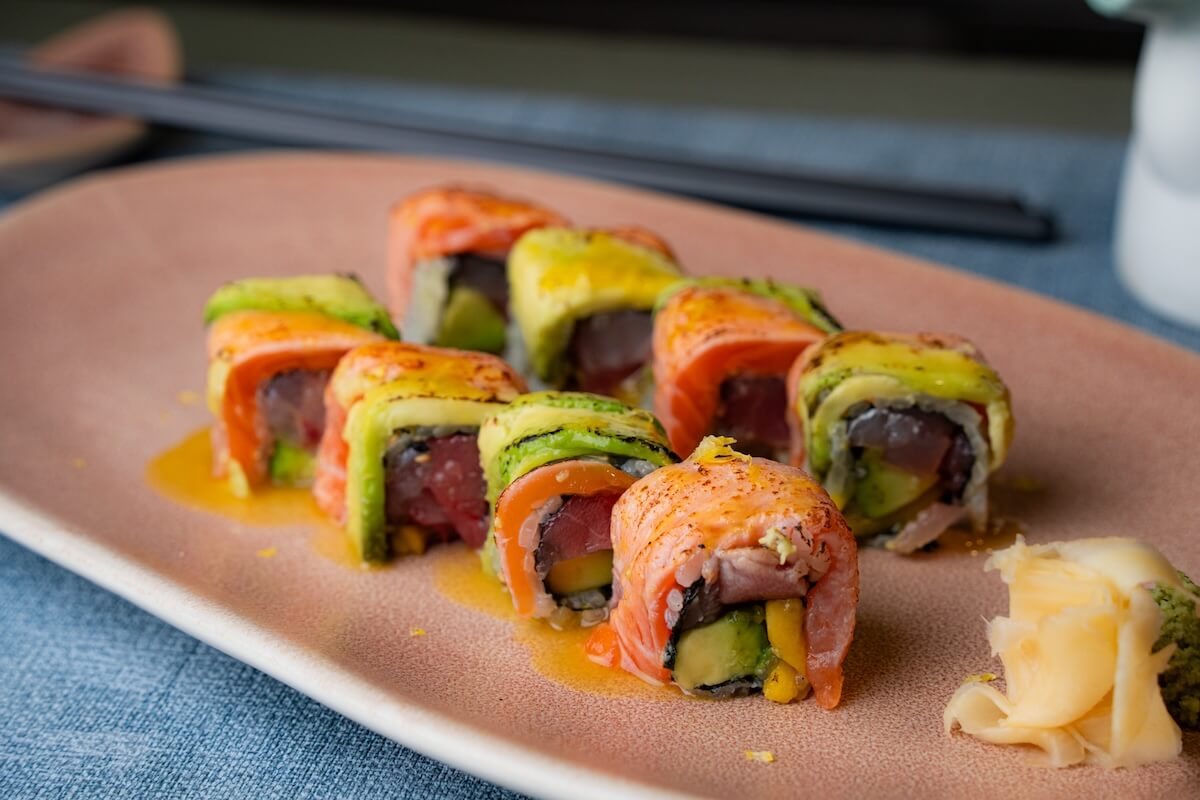 Specialty sushi roll Sunburned